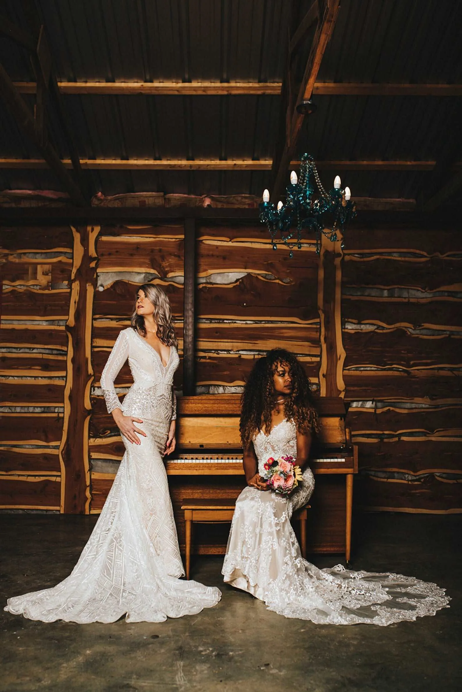 Plunge Neckline Beaded Lace Fit & Flare Wedding Dress | Natalia