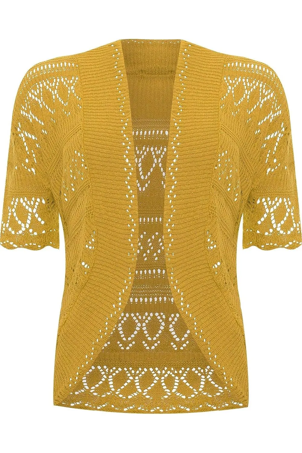 Plus Size Knitted Crochet Short Sleeve Shrug
