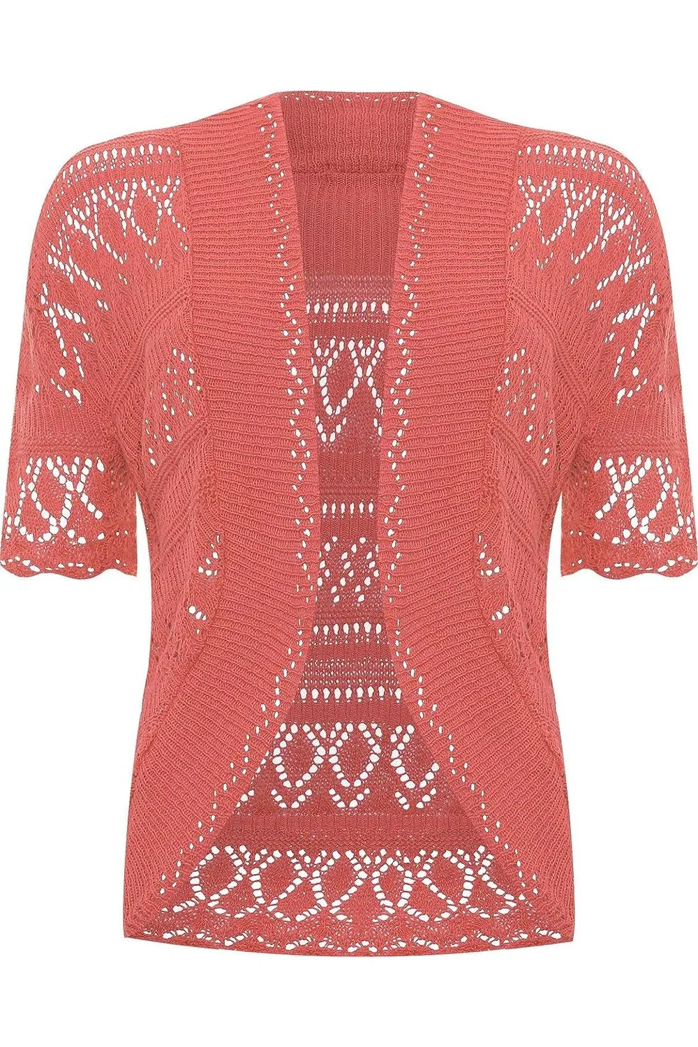Plus Size Knitted Crochet Short Sleeve Shrug