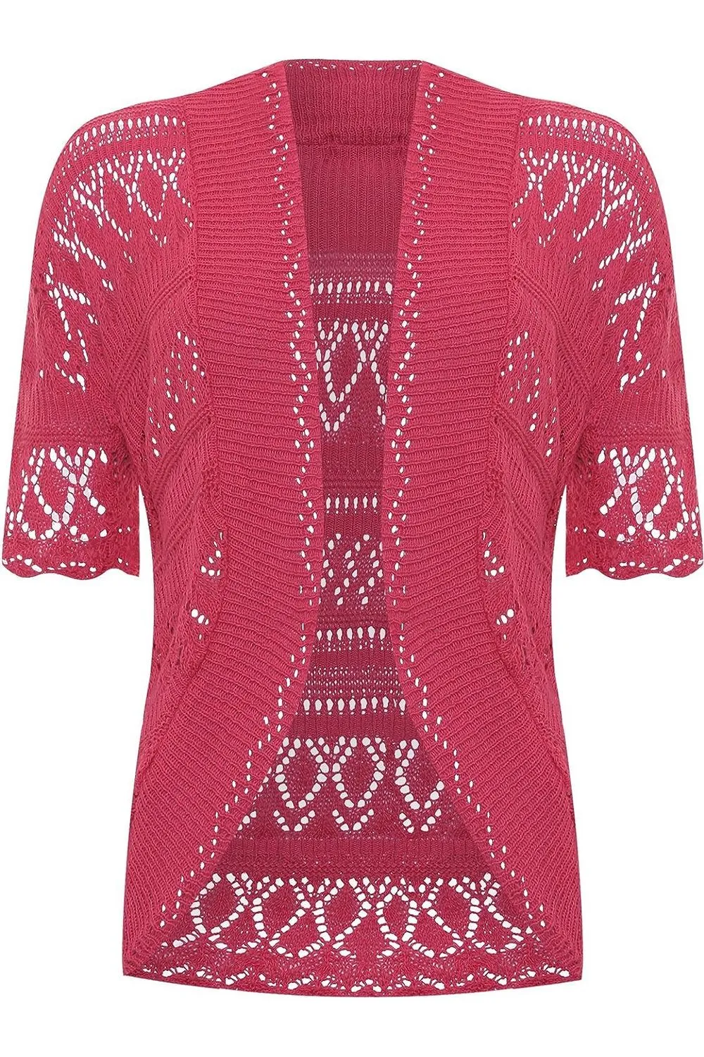 Plus Size Knitted Crochet Short Sleeve Shrug