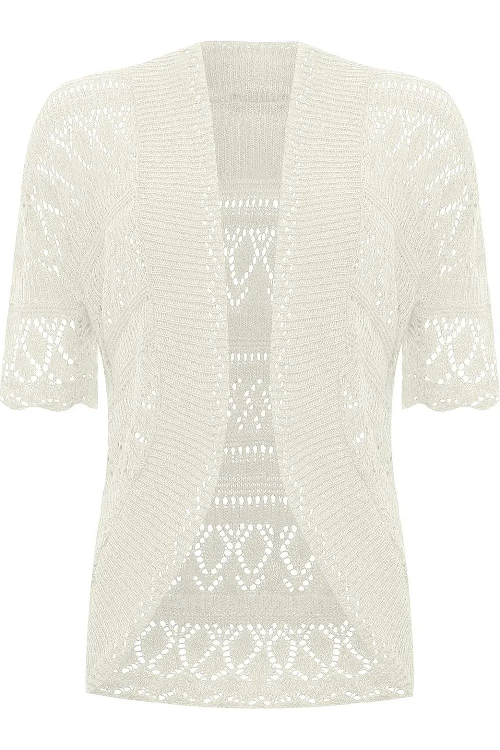 Plus Size Knitted Crochet Short Sleeve Shrug