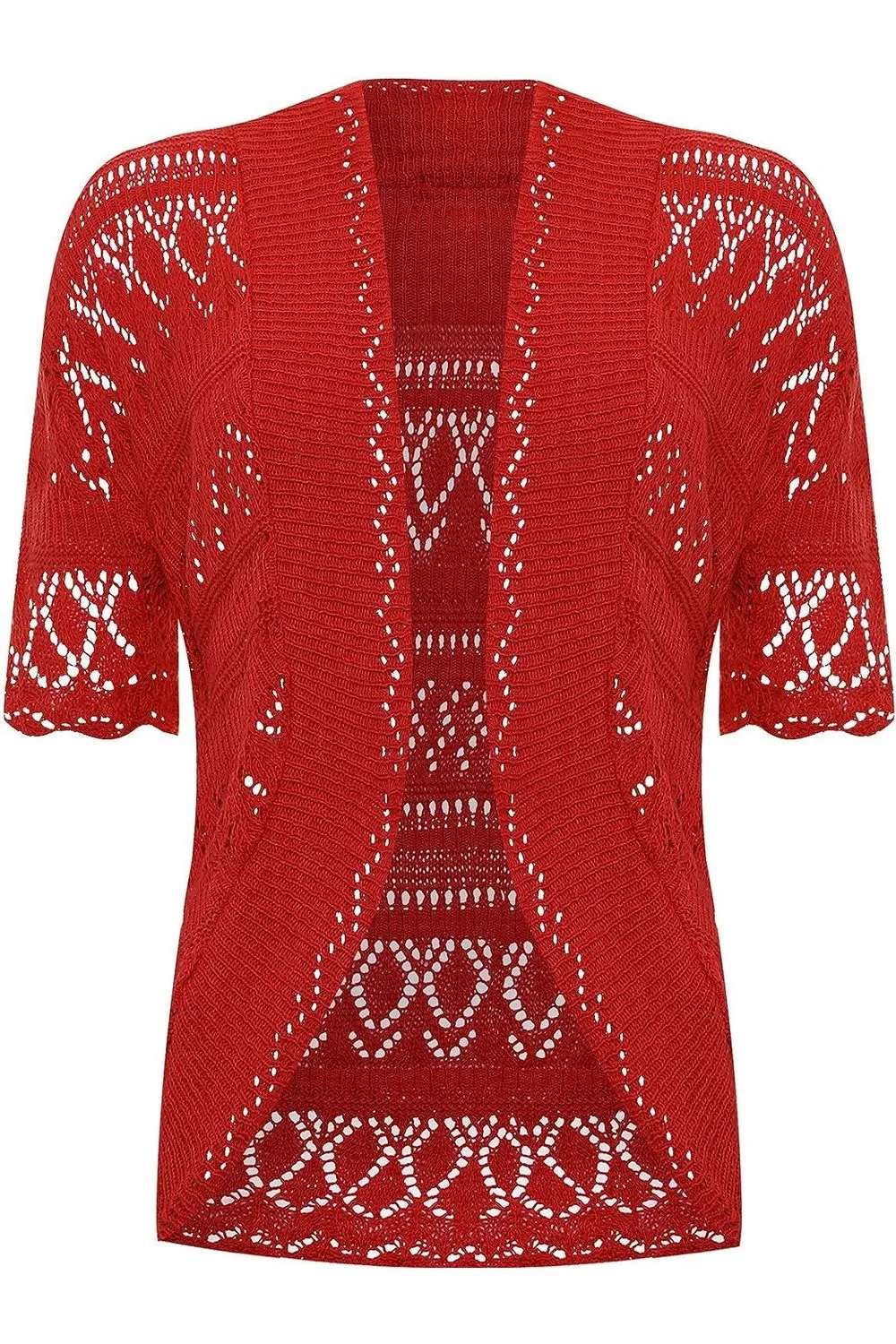 Plus Size Knitted Crochet Short Sleeve Shrug