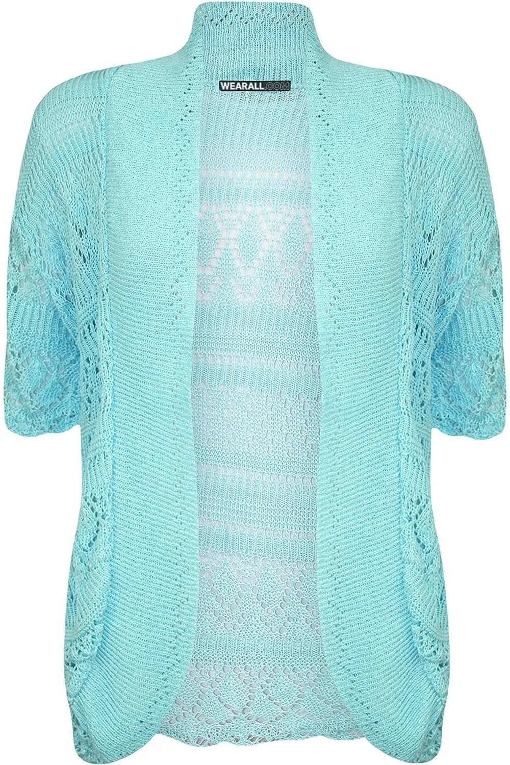 Plus Size Knitted Crochet Short Sleeve Shrug