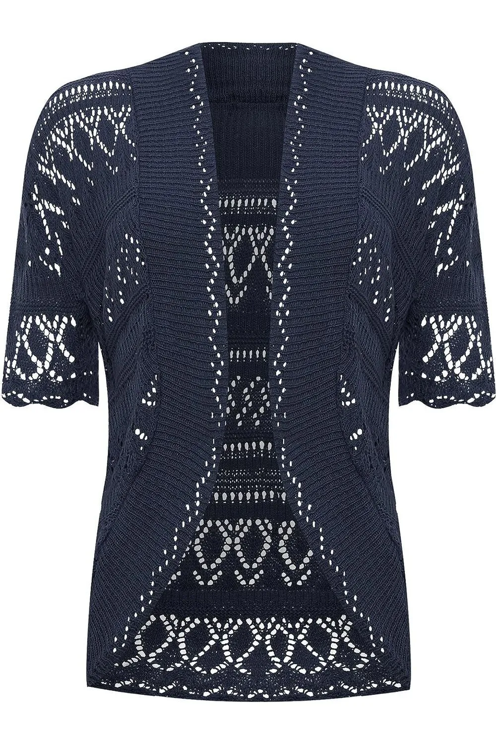 Plus Size Knitted Crochet Short Sleeve Shrug