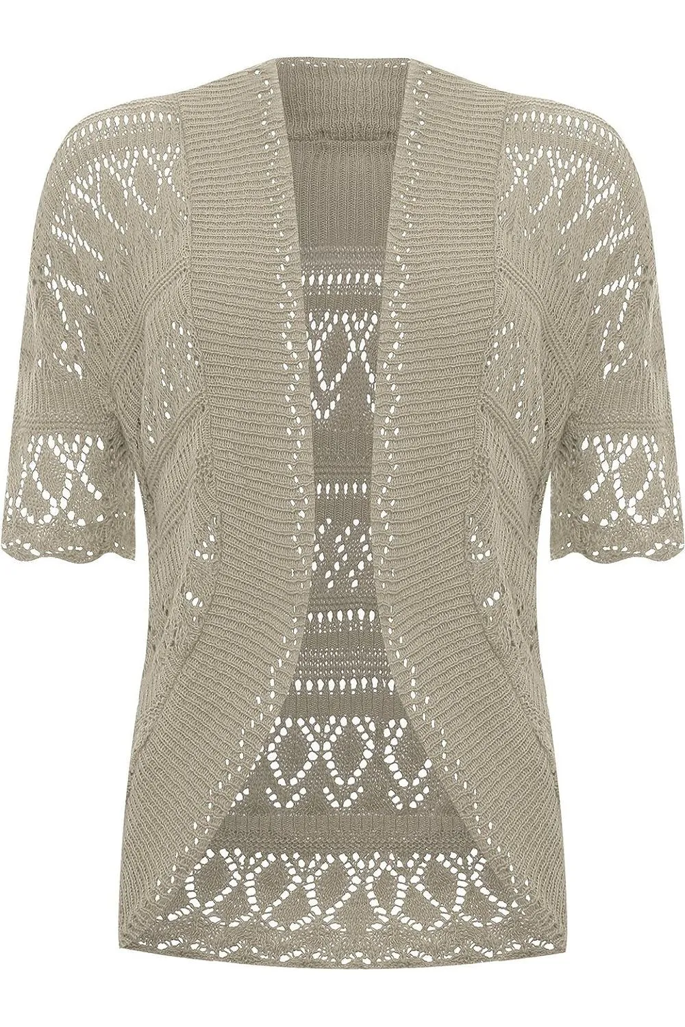Plus Size Knitted Crochet Short Sleeve Shrug