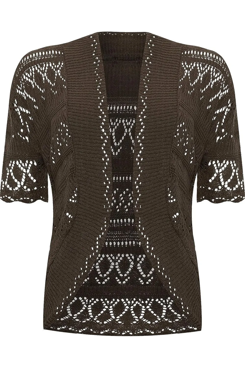Plus Size Knitted Crochet Short Sleeve Shrug
