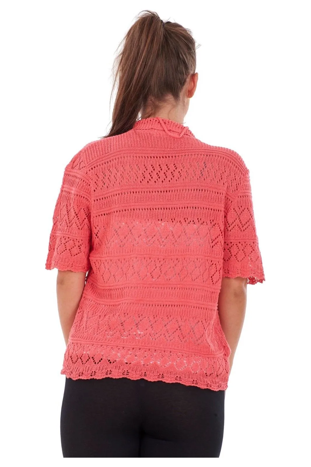 Plus Size Knitted Crochet Short Sleeve Shrug
