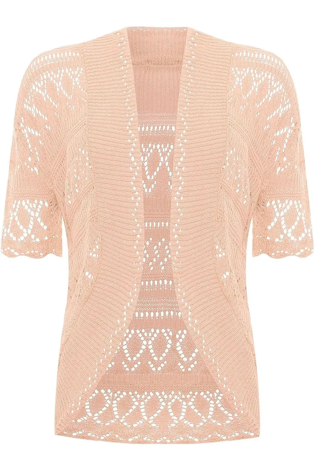 Plus Size Knitted Crochet Short Sleeve Shrug