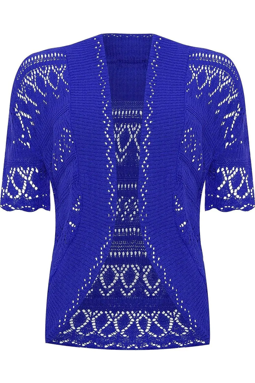 Plus Size Knitted Crochet Short Sleeve Shrug