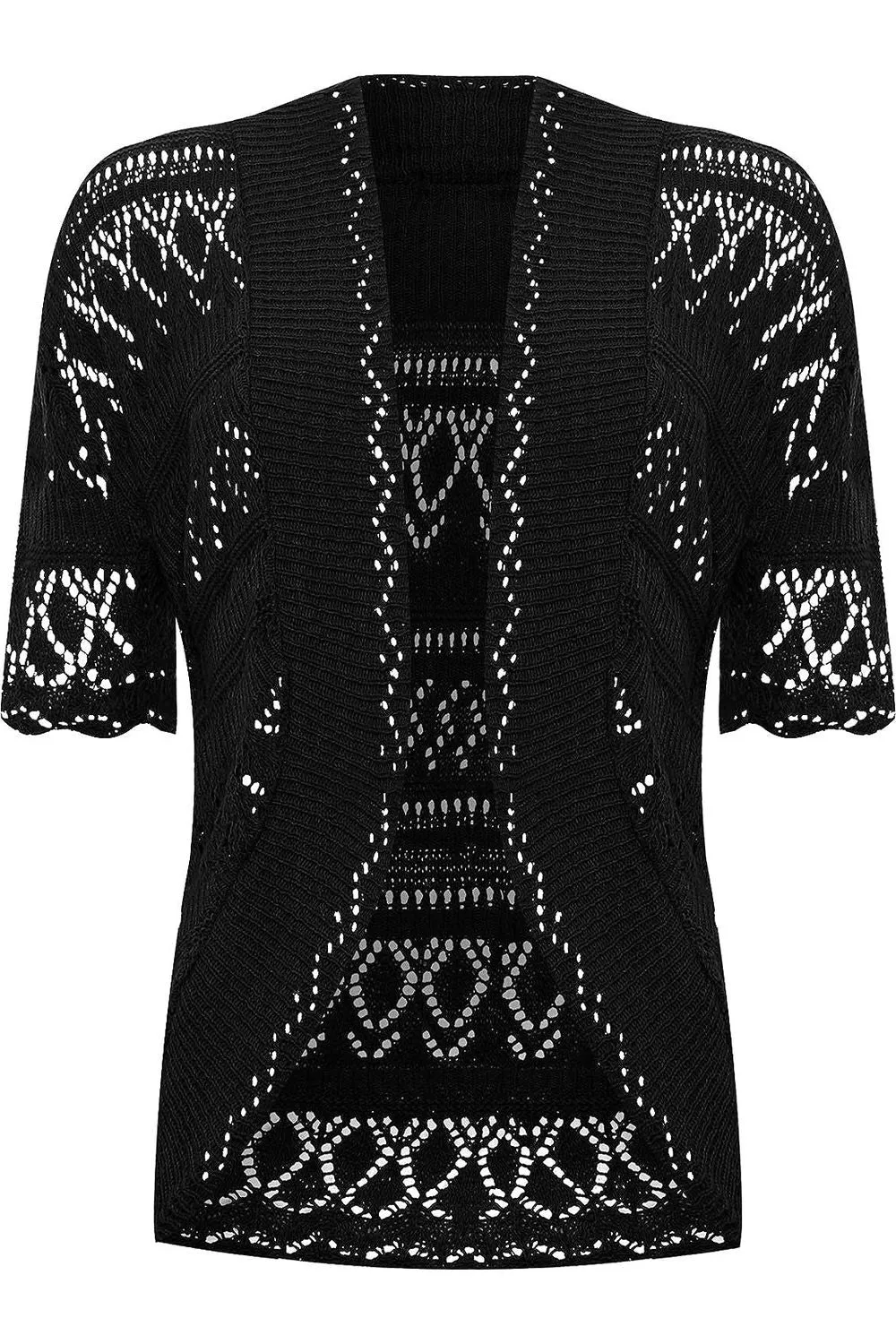 Plus Size Knitted Crochet Short Sleeve Shrug
