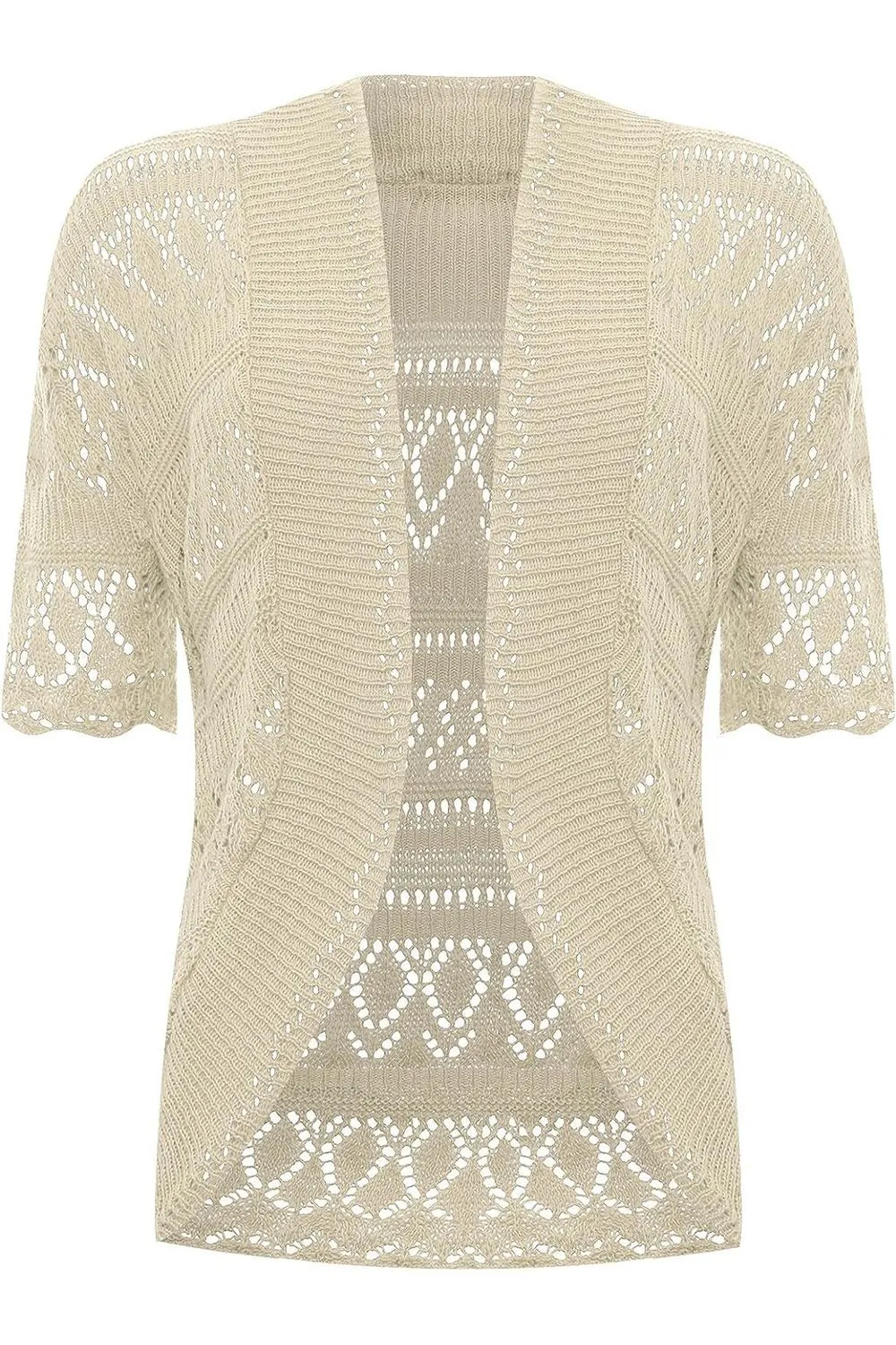 Plus Size Knitted Crochet Short Sleeve Shrug