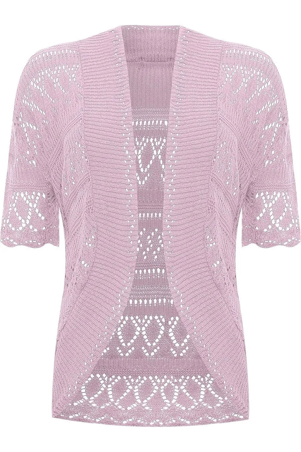 Plus Size Knitted Crochet Short Sleeve Shrug