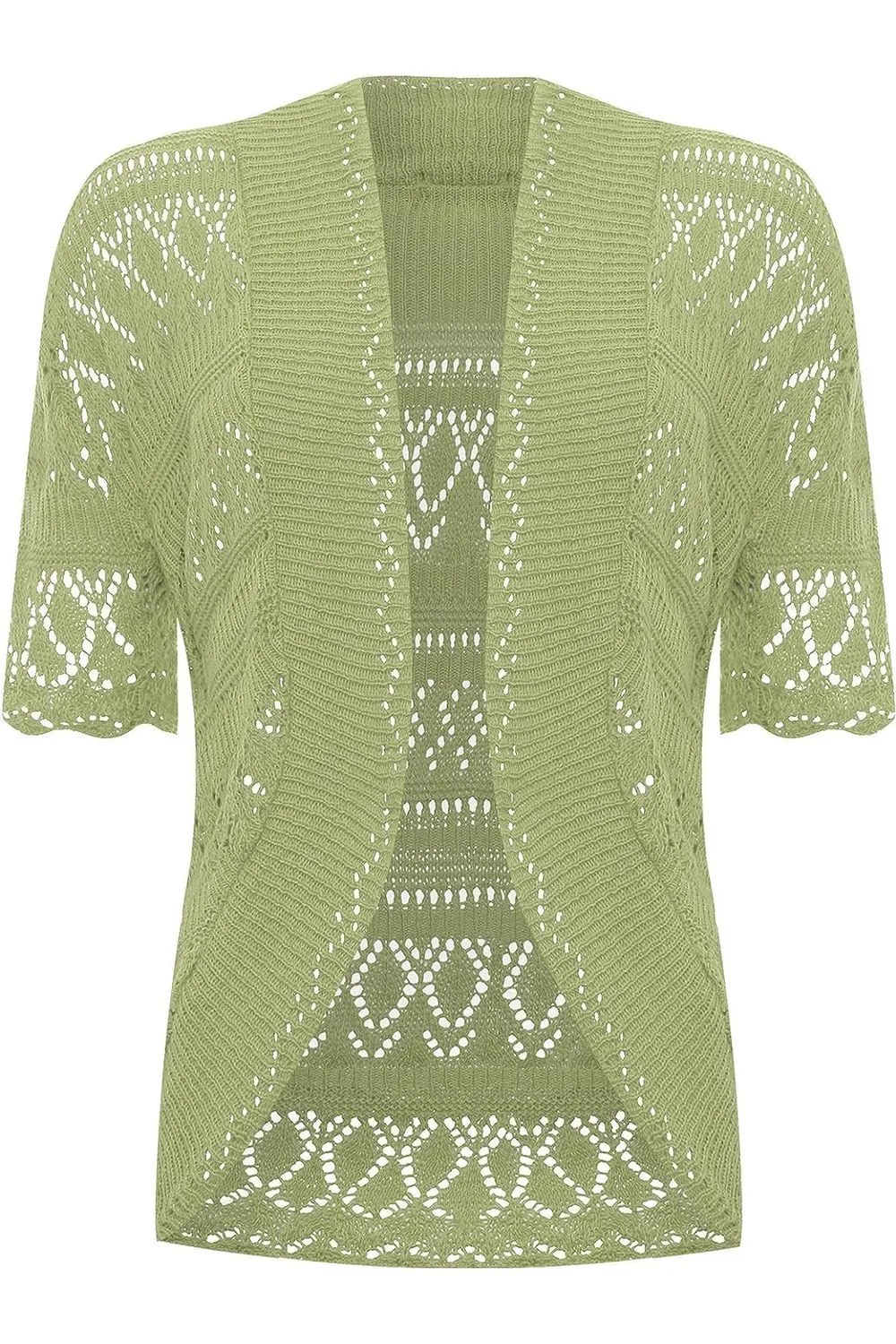 Plus Size Knitted Crochet Short Sleeve Shrug