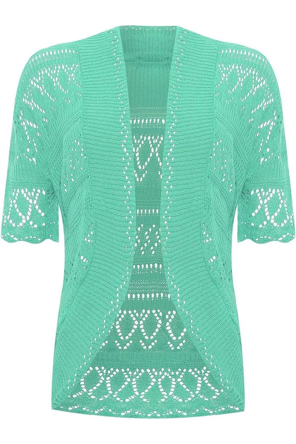 Plus Size Knitted Crochet Short Sleeve Shrug