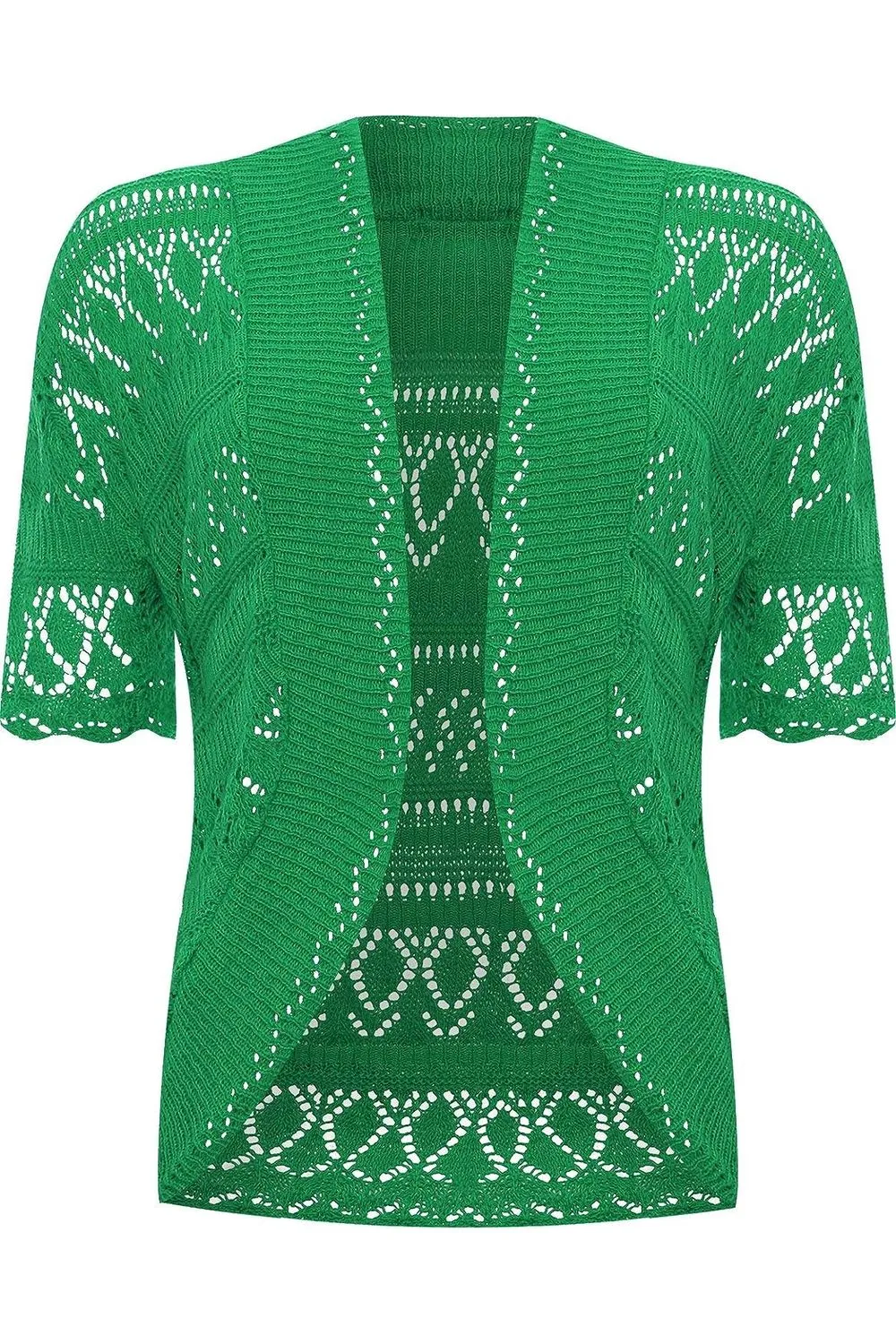 Plus Size Knitted Crochet Short Sleeve Shrug