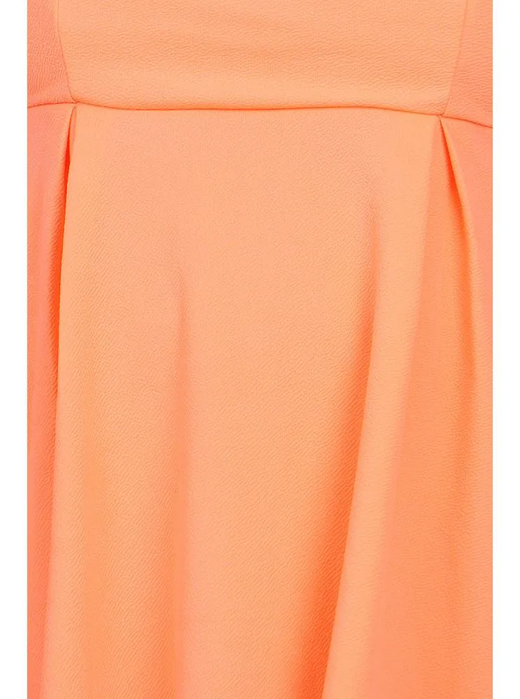 Plus Size Sweetheart Neon Peach Skater Dress