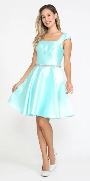 Poly USA 8416 Short A-Line Mikado Dress with Pockets