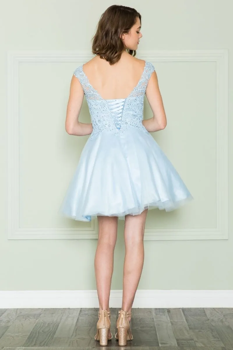 Poly USA 8902 Mesh Layered Skirt Dress Embroidery Top