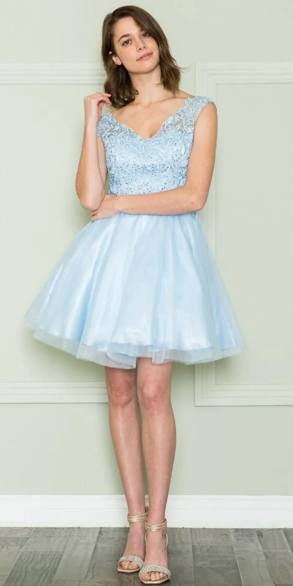 Poly USA 8902 Mesh Layered Skirt Dress Embroidery Top