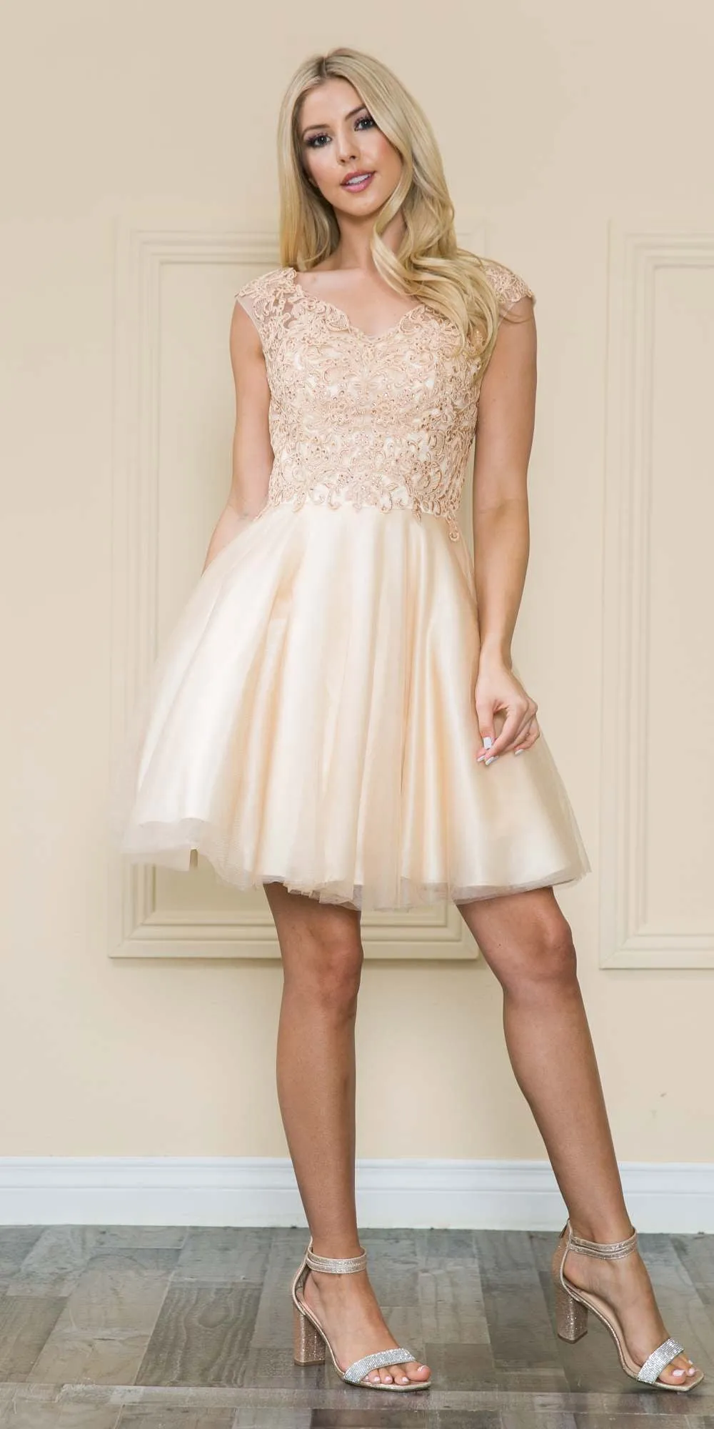 Poly USA 8902 Mesh Layered Skirt Dress Embroidery Top