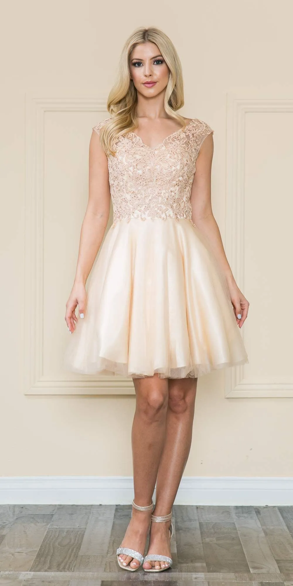 Poly USA 8902 Mesh Layered Skirt Dress Embroidery Top