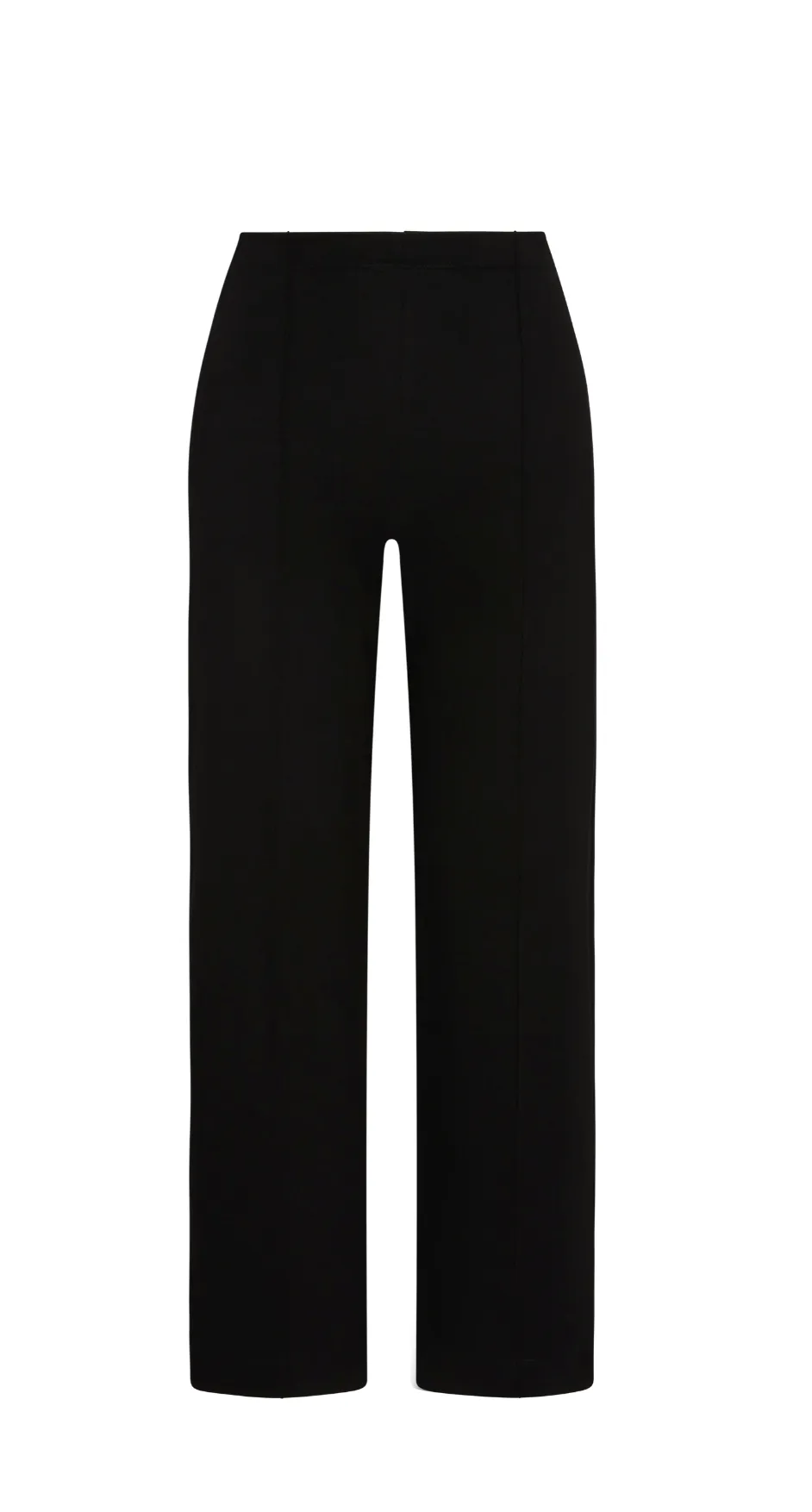 Ponte Knit Wide Leg Pant Cropped in Black