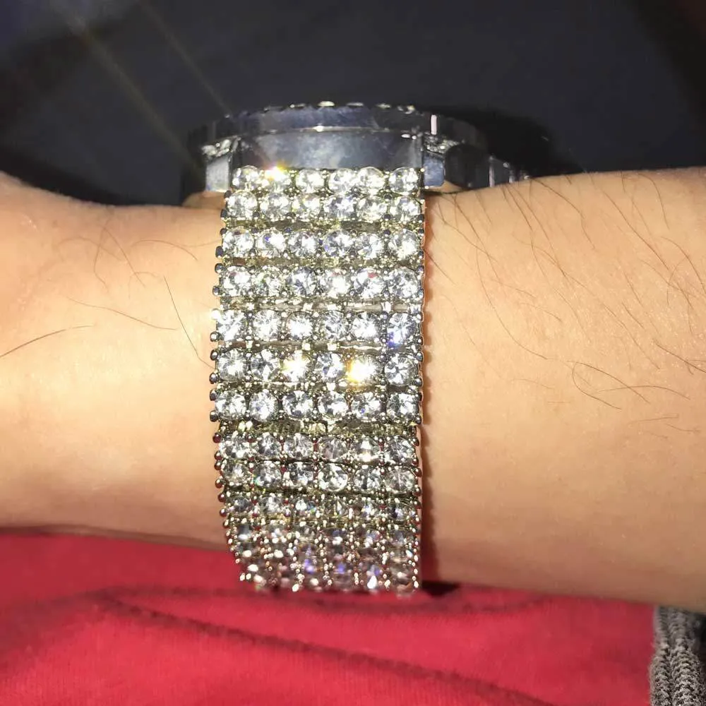 Princess Cut 6 Row Bling Bling Watch