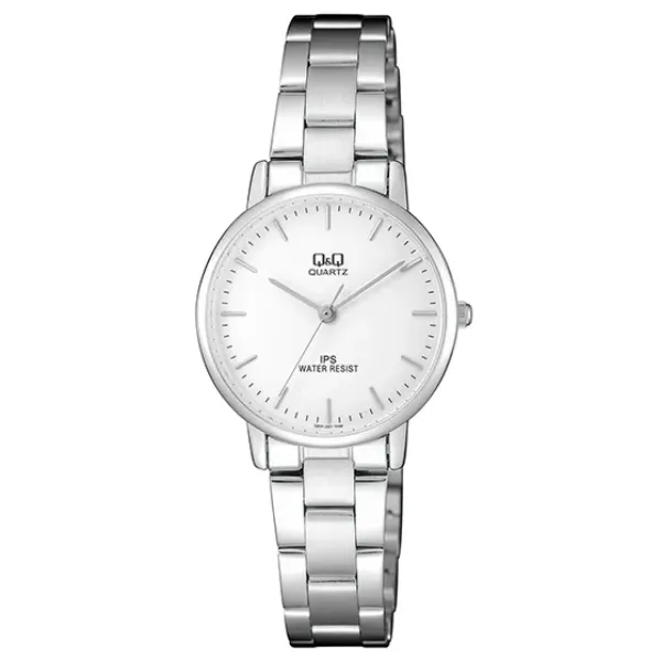 Q&Q Silver Stainless Steel White Dial Quartz Watch for Ladies - QZ01J204Y