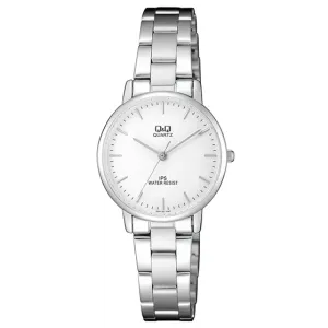 Q&Q Silver Stainless Steel White Dial Quartz Watch for Ladies - QZ01J204Y