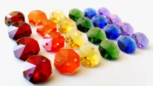 Rainbow Set Octagon Beads, 14mm Chandelier Crystals Prisms Pack of 24