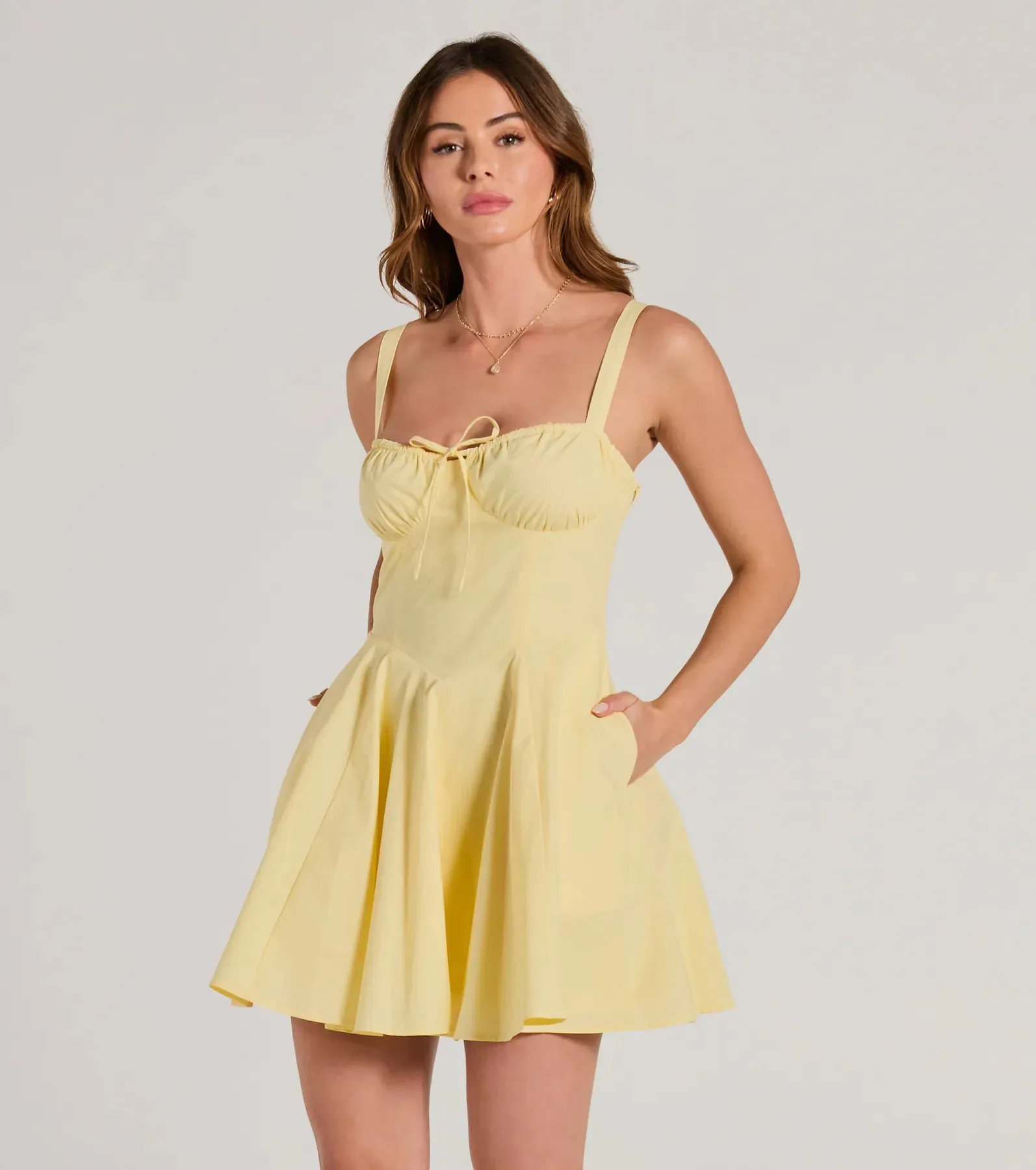 Ray Of Beauty Lace-Up Corset Skater Dress
