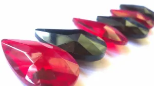 Red and Black Teardrop Chandelier Crystals, 38mm Pack of 6