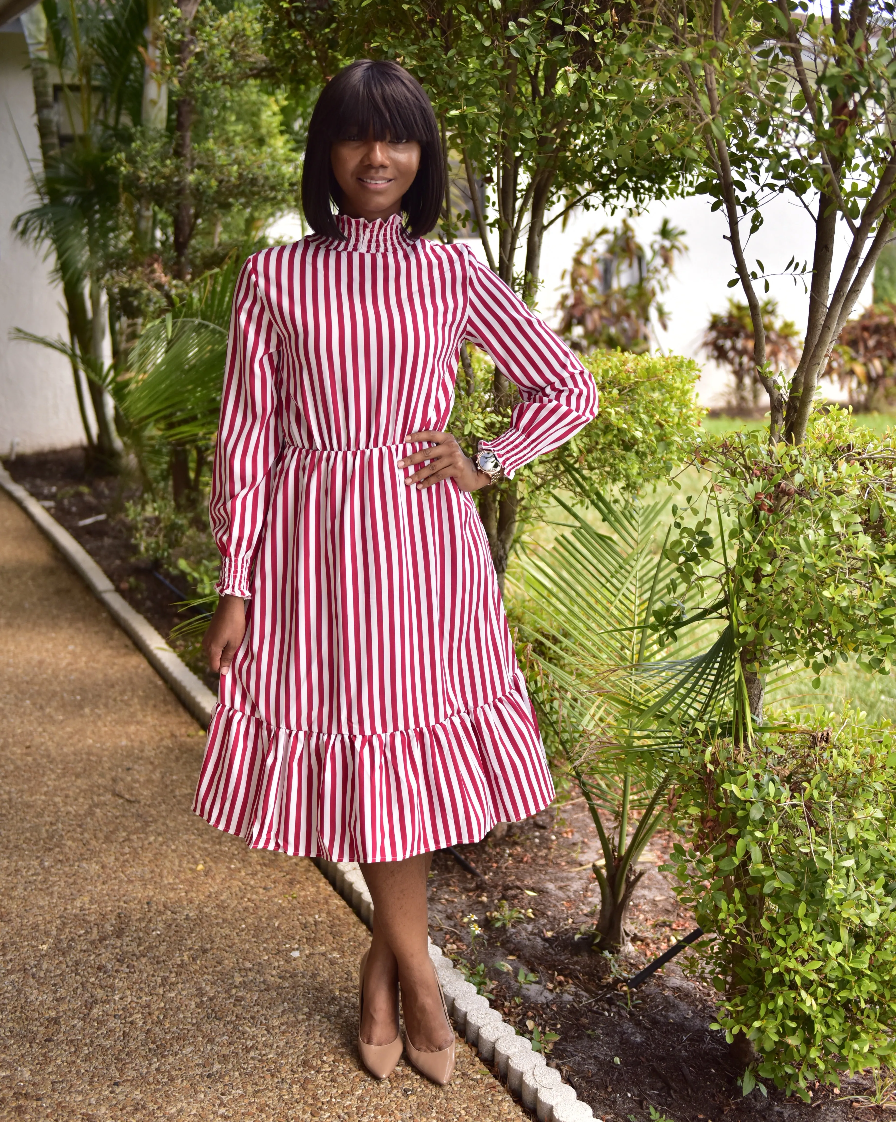 Red and white stripe Dress