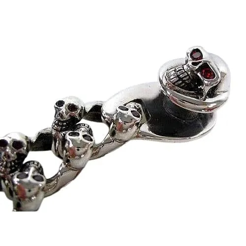 Red Garnet Eyes 925 Sterling Silver Skull Bracelet