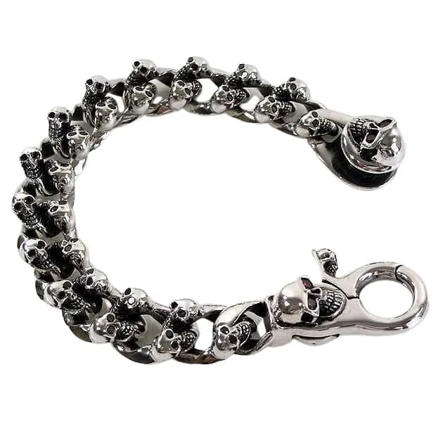 Red Garnet Eyes 925 Sterling Silver Skull Bracelet
