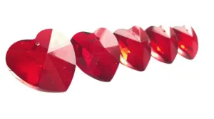 Red Heart Chandelier Crystals 28mm Pack of 5