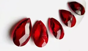 Red Teardrops Chandelier Crystals Prisms, Pack of 5
