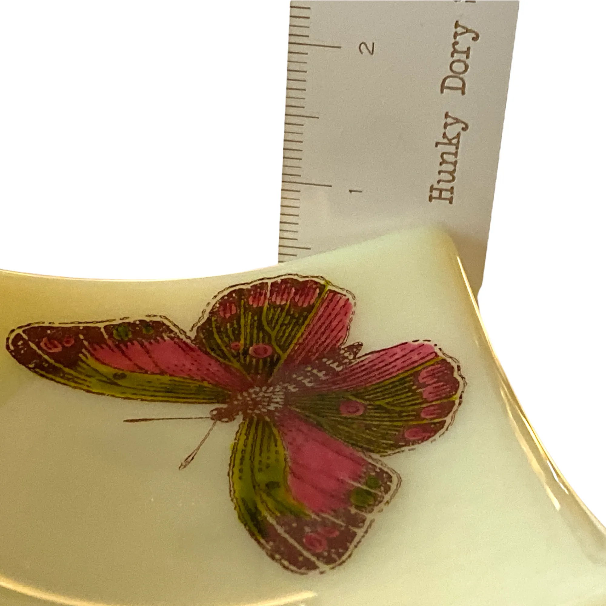 Retro Boho Butterfly Trinket Dish Glass