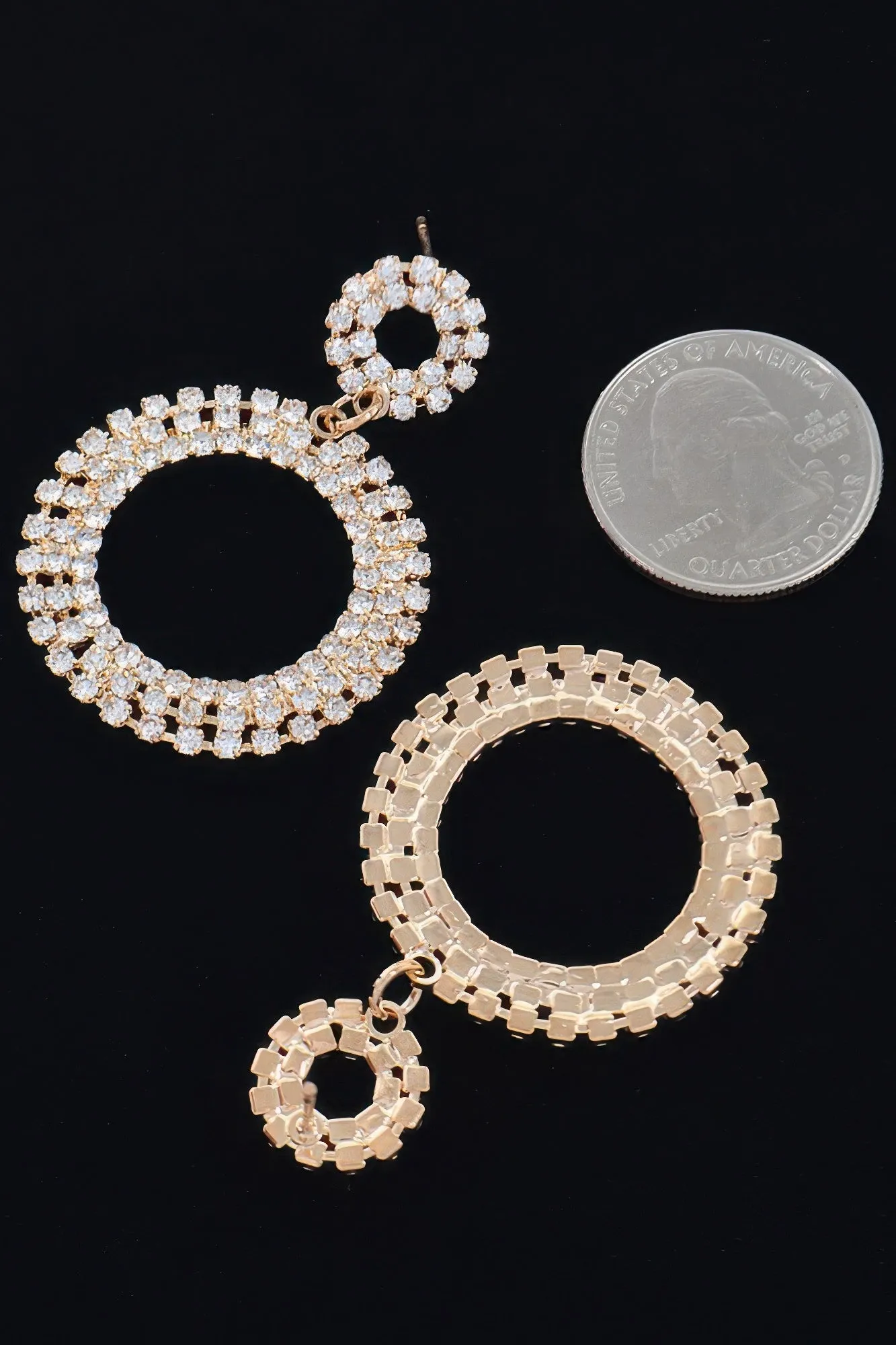 Rhinestone Round Circle Dangle Earring
