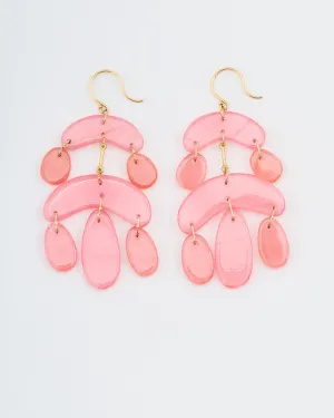 rhodocrosite mini chandelier earrings - pink/gold