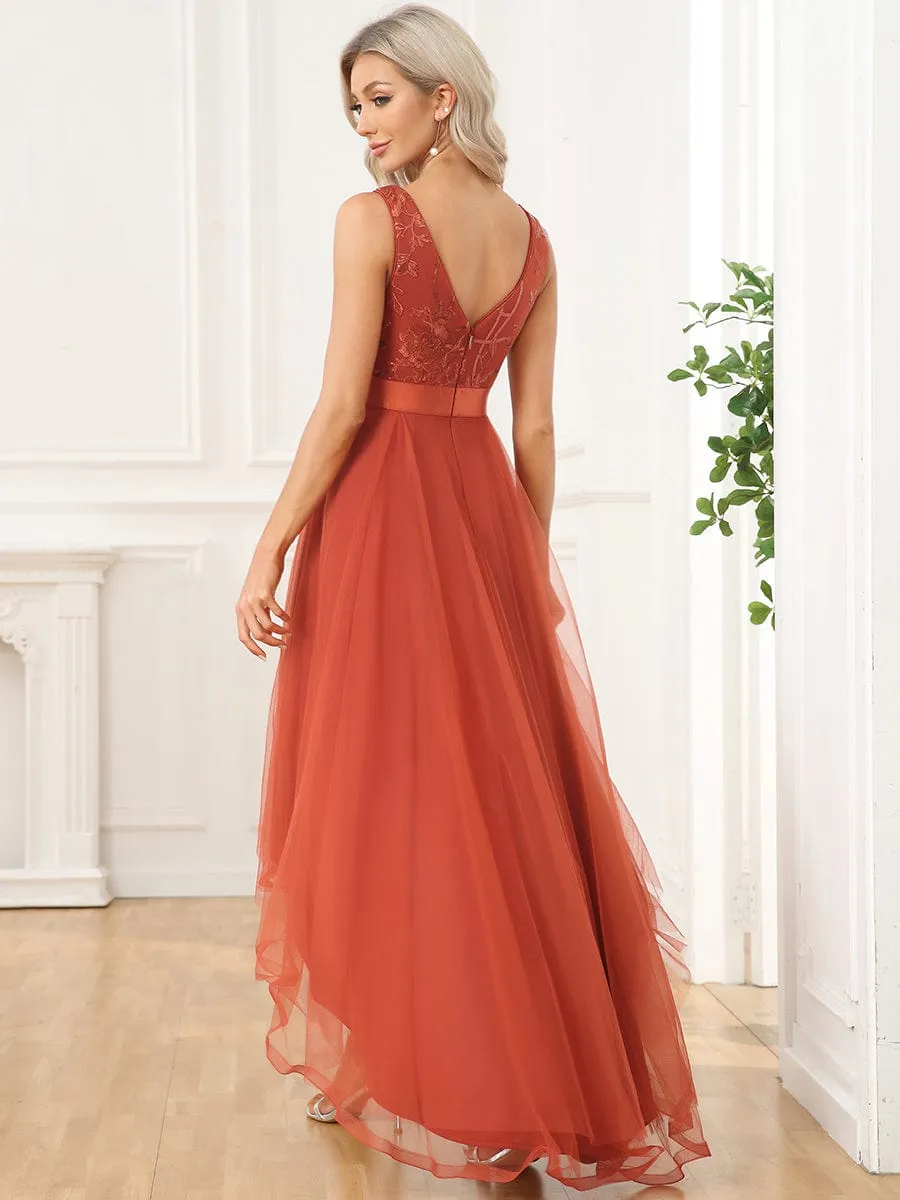 Robe de Cocktail en Tulle à Paillettes Haut Bas Ourlet Asymétrique