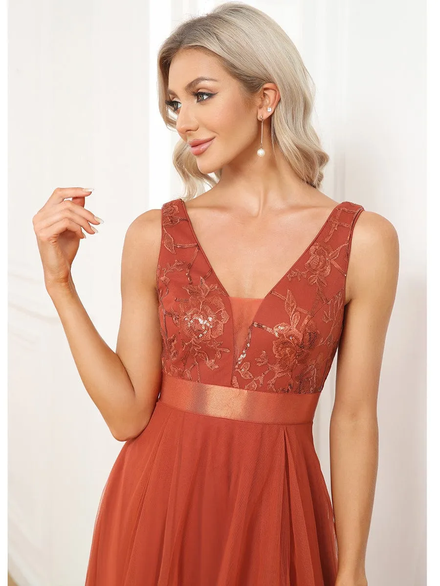 Robe de Cocktail en Tulle à Paillettes Haut Bas Ourlet Asymétrique