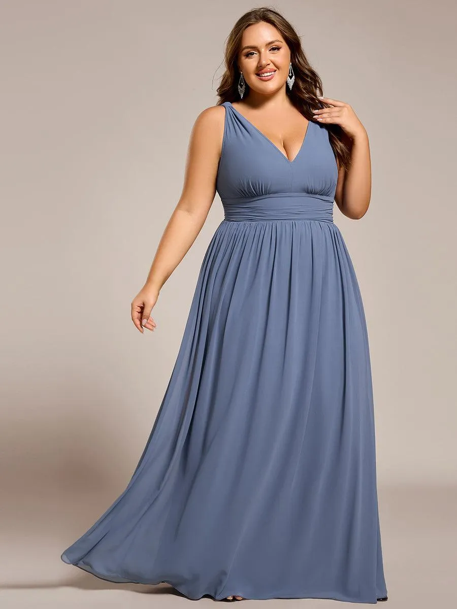 Robe de demoiselle d'honneur en mousseline sans manches