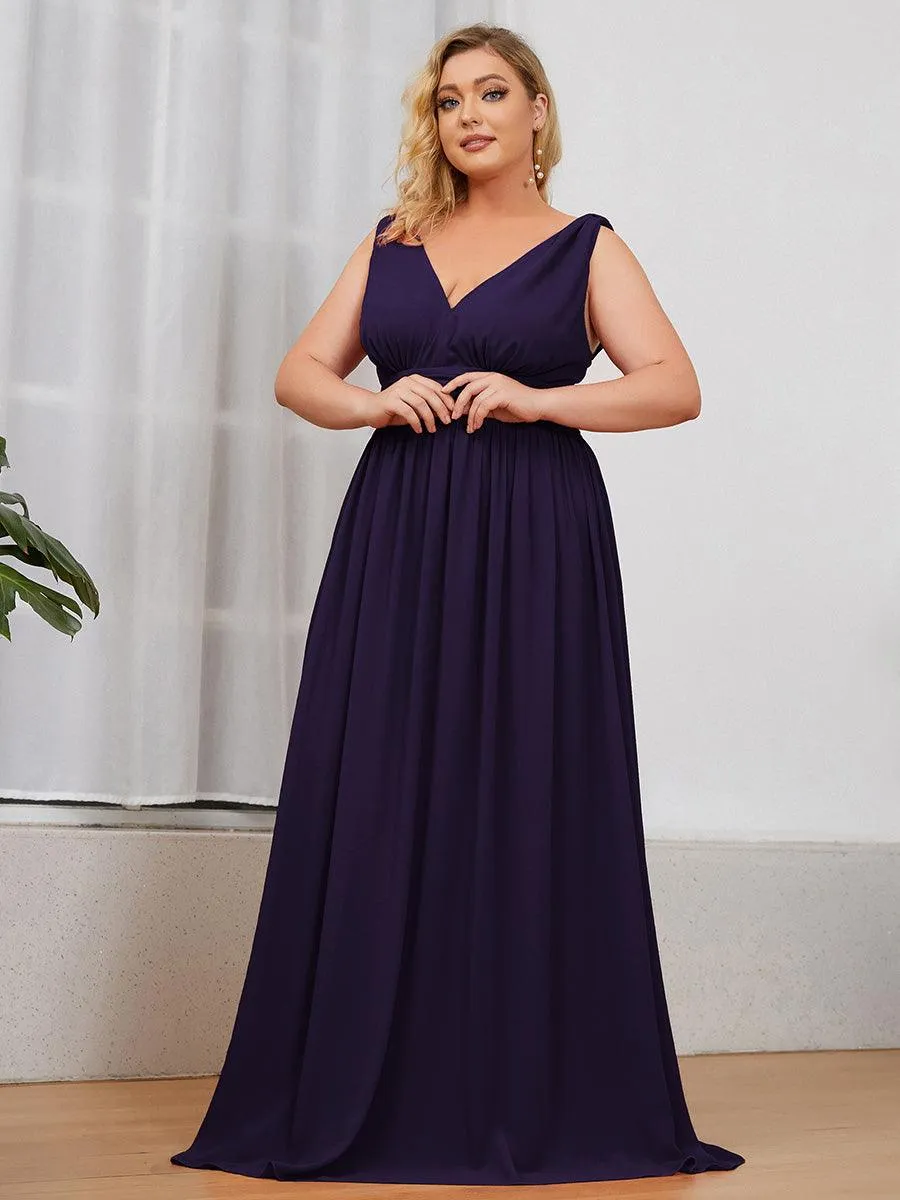 Robe de demoiselle d'honneur en mousseline sans manches