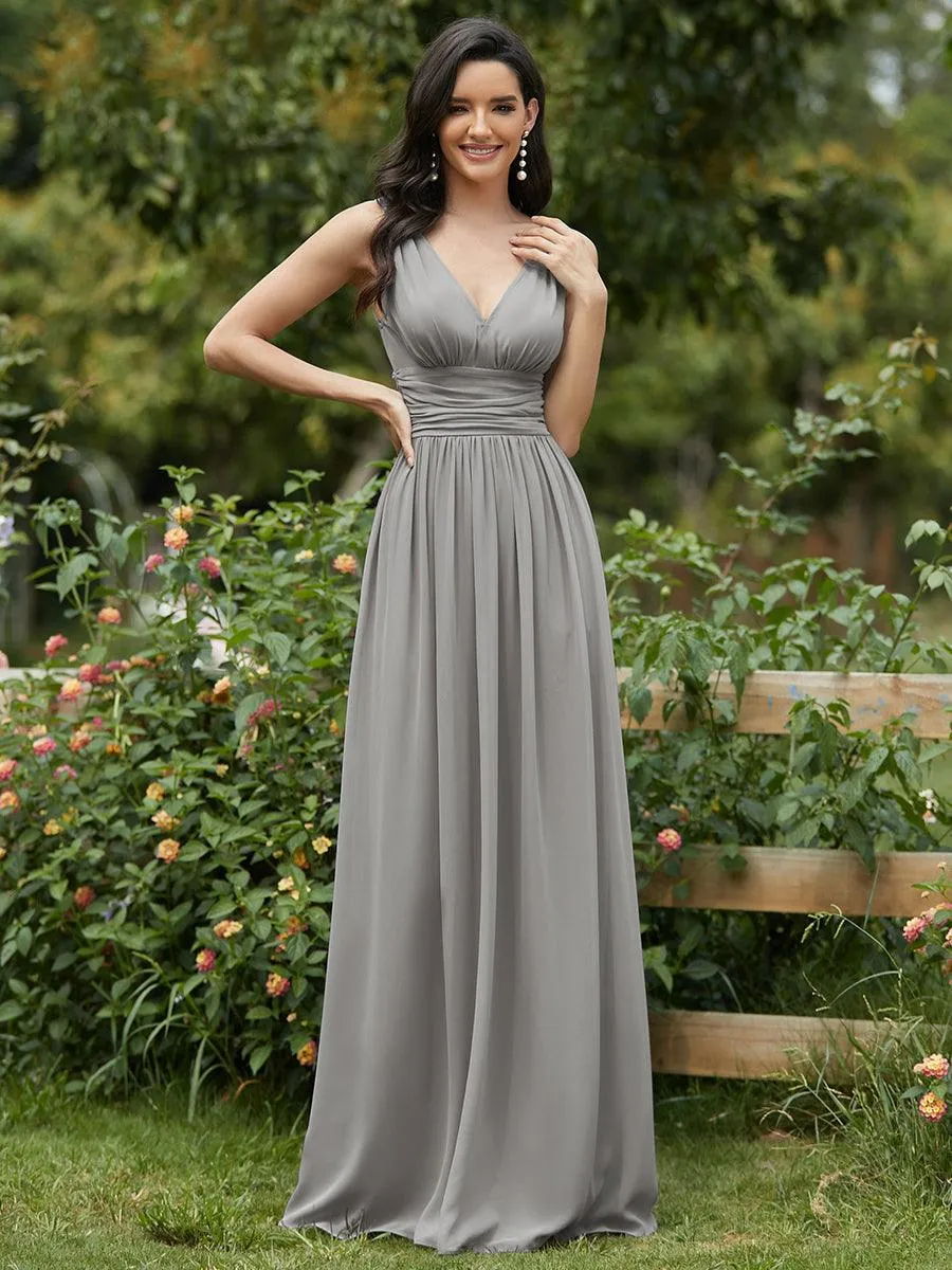 Robe de demoiselle d'honneur en mousseline sans manches