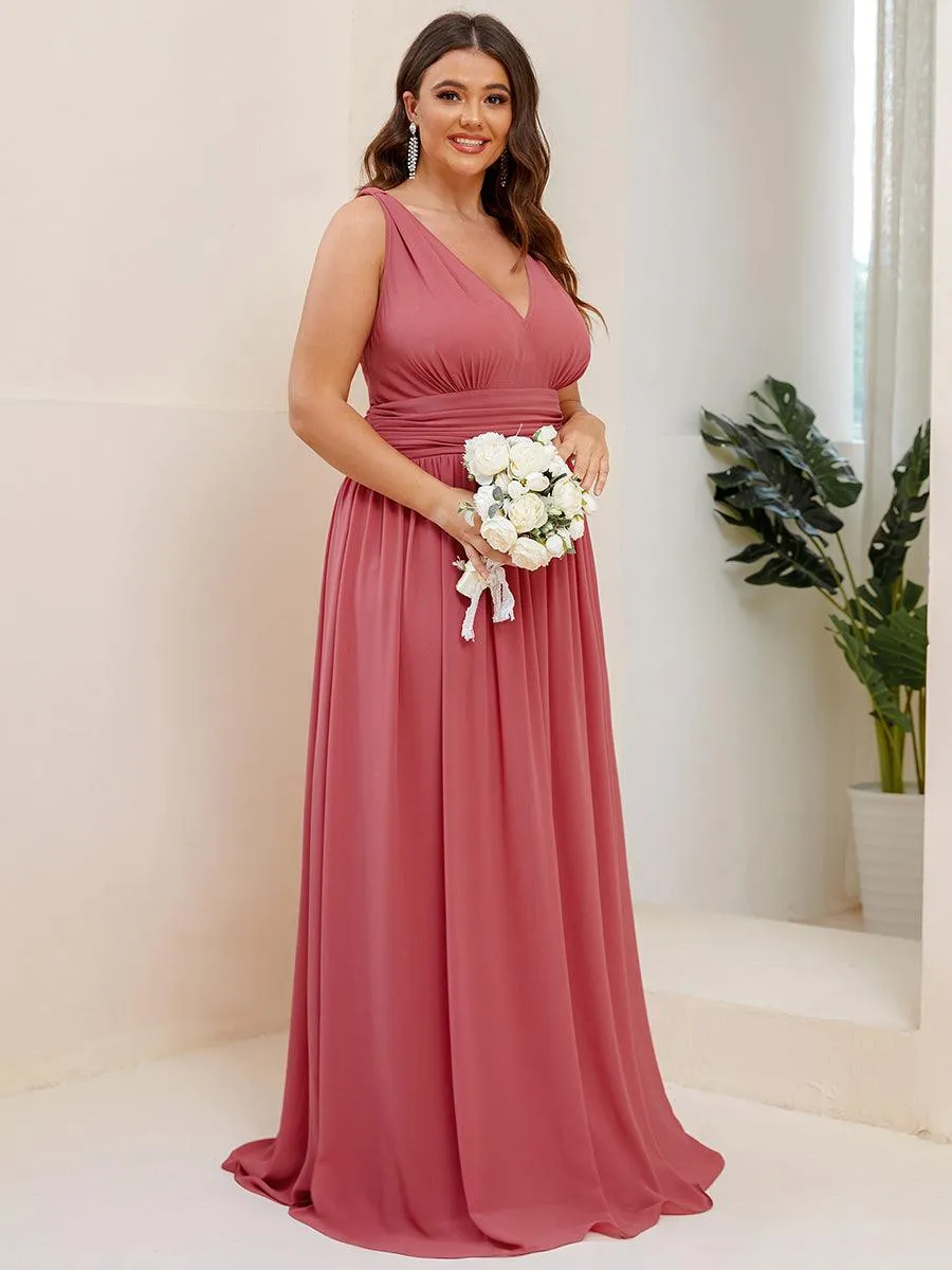 Robe de demoiselle d'honneur en mousseline sans manches