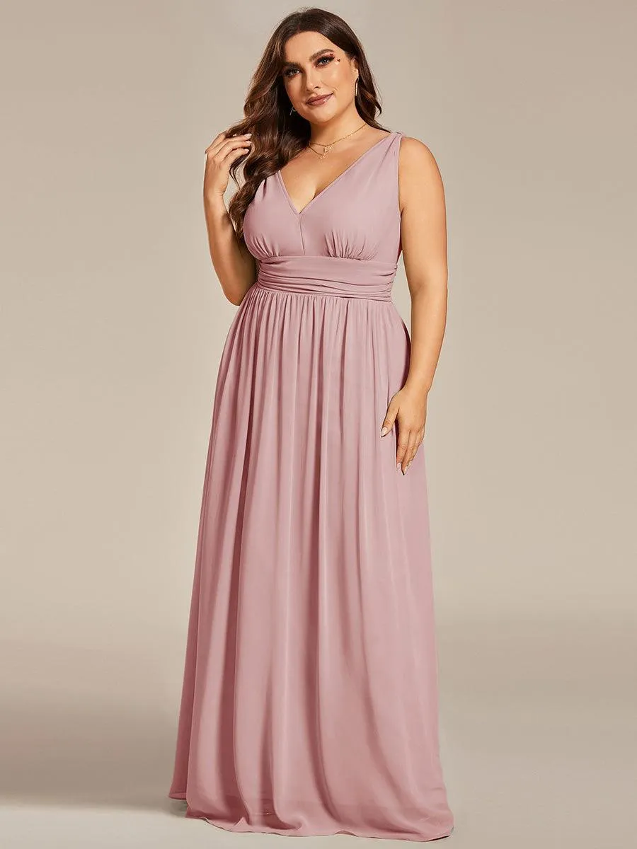 Robe de demoiselle d'honneur en mousseline sans manches