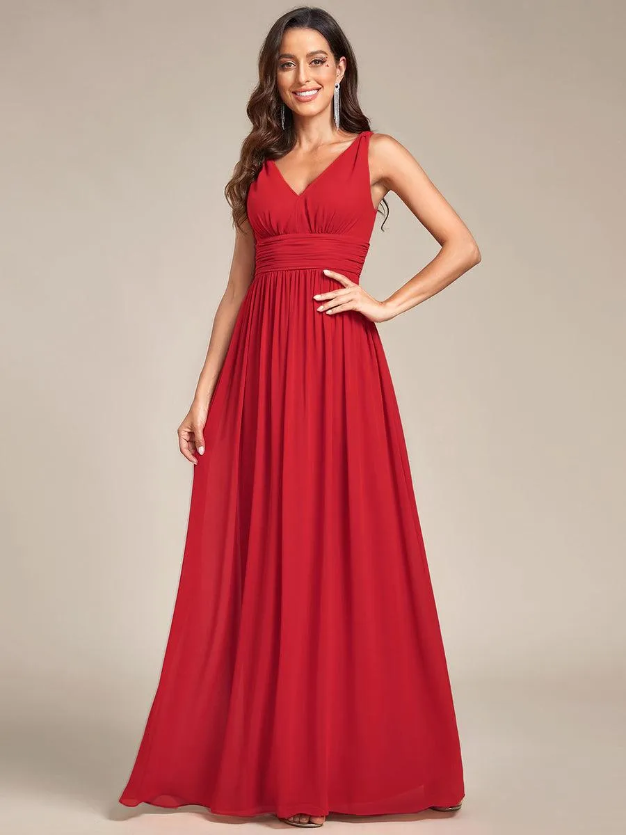 Robe de demoiselle d'honneur en mousseline sans manches
