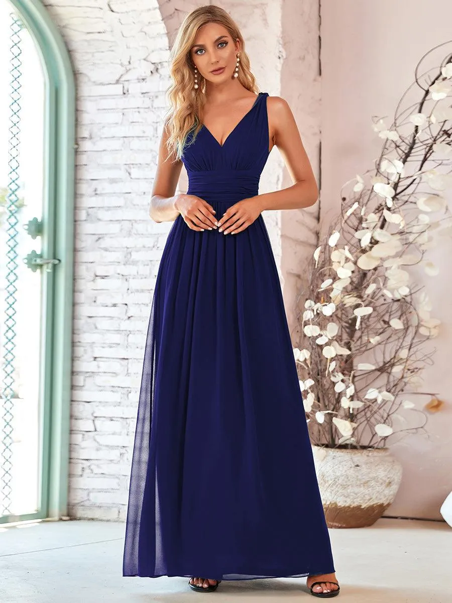 Robe de demoiselle d'honneur en mousseline sans manches