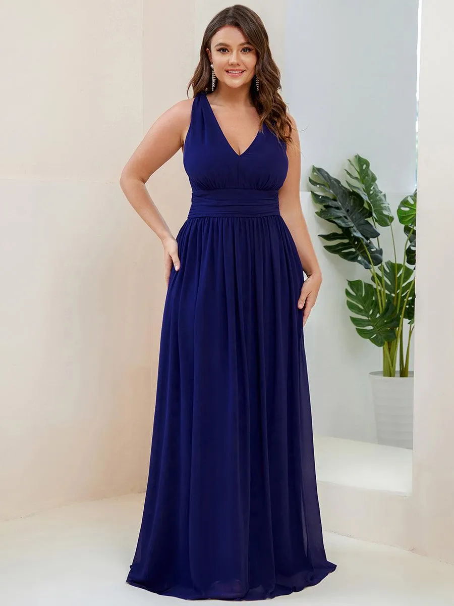 Robe de demoiselle d'honneur en mousseline sans manches